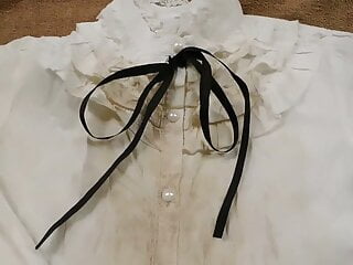 Pretty White Blouse Dirty with Cum Stains 