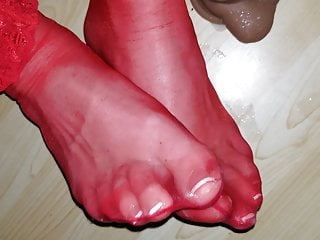 My cum covered nylon soles 
