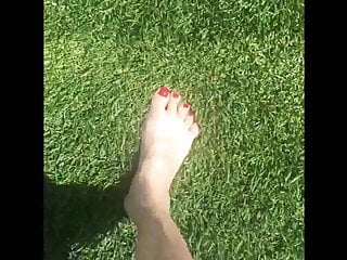 Barefoot on the lawn