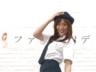 Cute Japanese teen dresses as police officer and sucks and fucks a couple of dicks