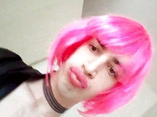Pink hair sissy show