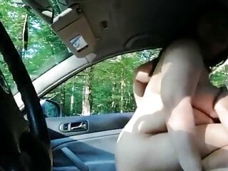 Chubby pregnant wife rides stranger&rsquo;s cock in car