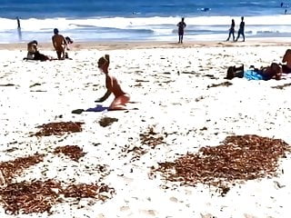 Britney Spears warming up on the beach