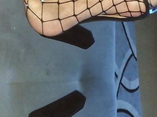 Silver Feetnails in Fishnetstockings &amp; sexy Heels Cock Cum