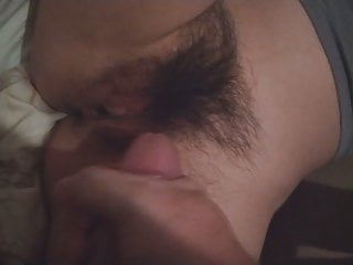 Cumming on asian wifes pussy