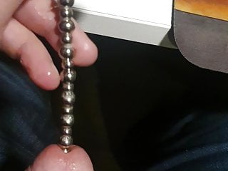 Penetrating my dick with beaded sound