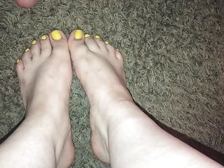 Latina slut lets me shoot my cum all over her sexy feet 