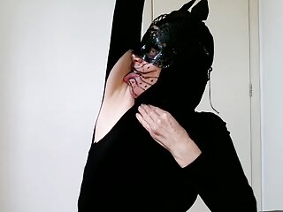 Brazilian Miss in Armpit Fetish as a CatWoman licking 