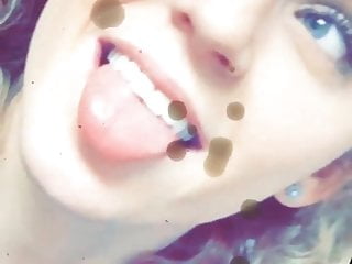 Cumtribute on blonde tongue 