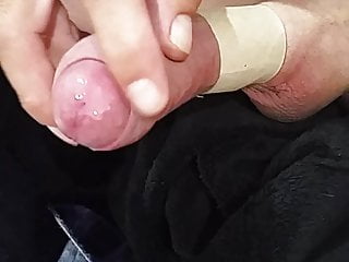 Pumping fingering and stroking my big uncut wet cock