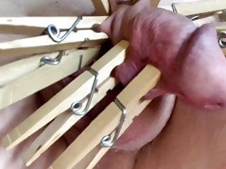 CBT #3 Clothespins off my dick, whipping, OUCH! 10.3.2020