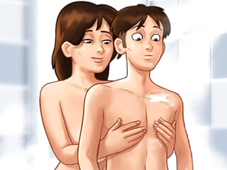 Summertime Saga #33 - HORNY LANDLADY Seduces Him in The Shower and Made Him Cum on HER
