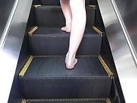 Barefoot walking escalator and stairs
