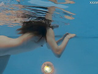 Russian Marfa Swims video: Petite Russian Marfa swims nude in the pool