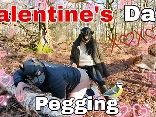 Valentine&#039;s Day Pegging in the Woods Surprise Woodland Public Femdom FLR Bondage BDSM FULL VIDEO Strapon Strap On 