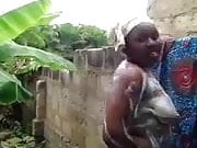 african babe takes a shower