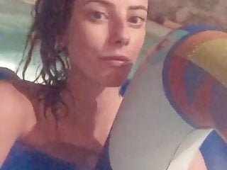 Kaya Scodelario in a pool, selfie vid.