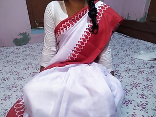 Indian Desi18+ School Girl Get Ready For School Function Wearing Saree (Hindi Audio Viral MMS)