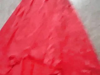 Jizz on My girlfriend Red mermaid satin dress