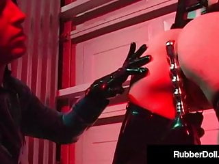 Freaky Deaky Rubber Doll Punishes Bondage Latex Slave Girl!