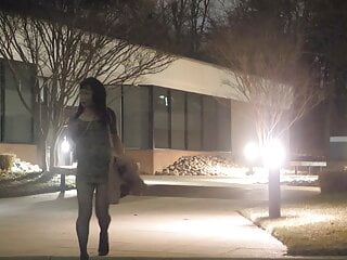 Sissy slut Asian walking around my office park after hours