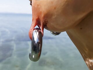 Nudist, Big Nipple, Public Beach, Blonde