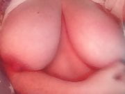 Playing with my big fat horny tits 