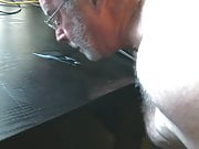 Cumming on the desk again. and clean up