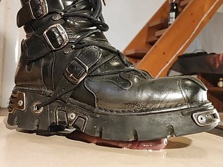 Slave Boy Enjoy Cock Stomping In Leather Boots Pov...
