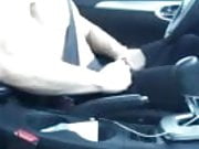 Hot Guy Stroking and Cumming While Driving