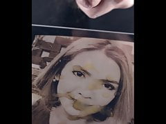 cumtribute cum tribute slow motion on woman's face 