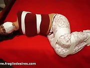 Fragiledesires White Tape Gagged and Hands Taped in Bondage