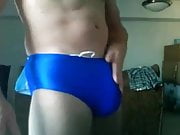 show off in speedo hard for me while I fuck myself