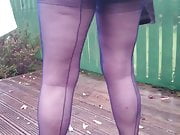 Blue fully fashioned nylons in my garden Part 2