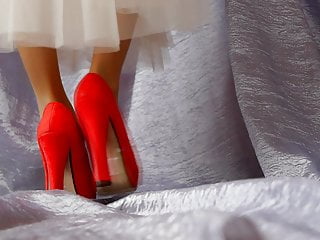Asmr Female Red High Heeled Shoes...