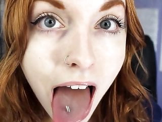 Hot redhead tongue fetish...