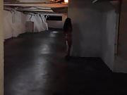 Exposed and walking naked through the motel garage