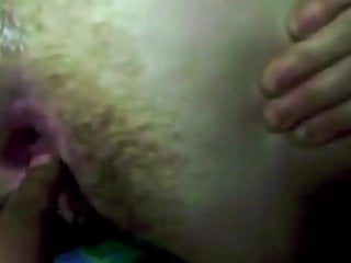 Interracial fingering mature gaping hairy asshole...