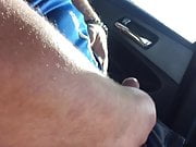 Stranger jerked in car and rub cum in my MILF pussy