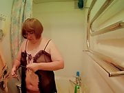 Mature crossdresser masturbating