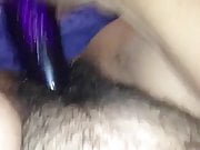 Girl Masturbates with a Blue Dildo until She Squirts