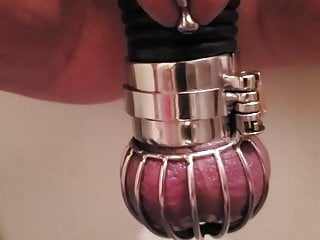 Chastity slave inspected before play...