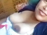 Busty naughty girl shows boobs to bf