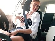 Hot amateur blonde babe gets cum in the parking lot