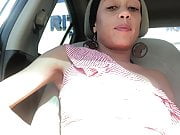 Wifey playing with pussy in the car 