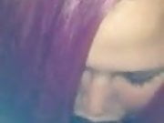 White BBW with purple hair blowjob