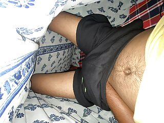 Indian boy making love under blanket...