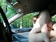 Chubby pregnant wife rides stranger cock in car