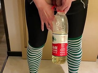 Femboy Long Time Holding And Pee In A Bottle