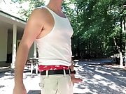 Public jackoff and cum at a campground